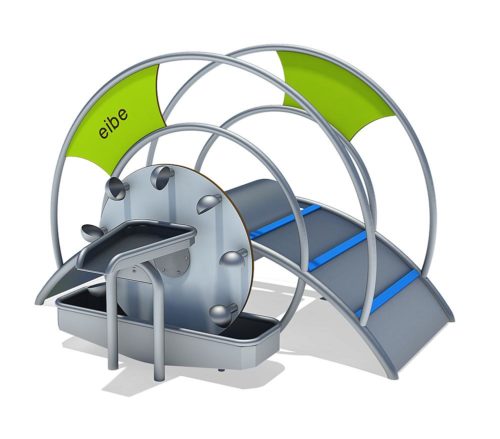 Water bucket wheel with revolving drum