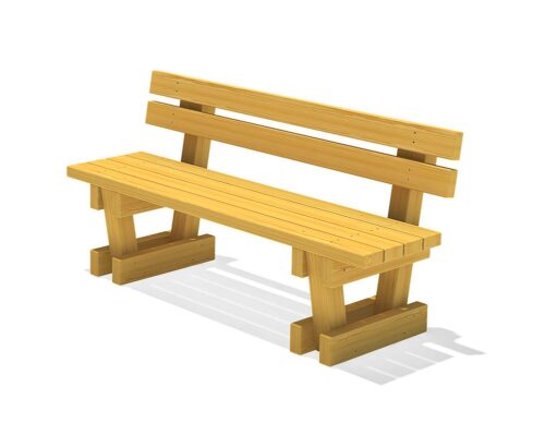 Square timber bench Spessart with backrest 150