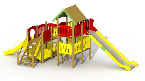 PIRATES DEN (LOW PLASTIC SLIDE AND HIGH STAINLESS STEEL SLIDE)
