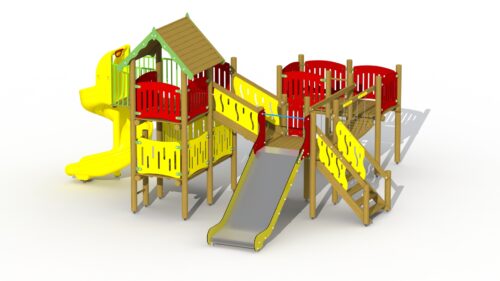 ROBIN HOOD’S HIDEOUT (LOW STAINLESS STEEL SLIDE AND SPIRAL SLIDE)