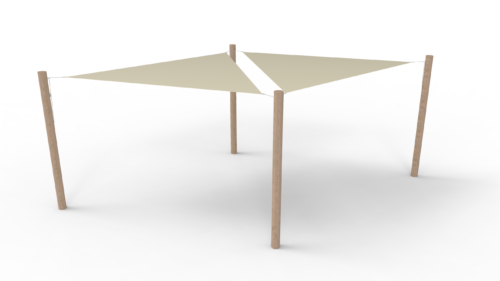 PE sunshade system 2 shades (3x3x3 m) + 4 posts