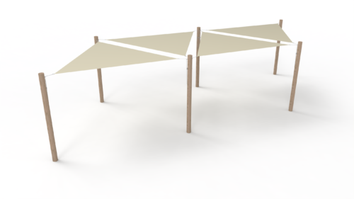 PE sunshade system 4 shades (3x3x3 m) + 6 posts