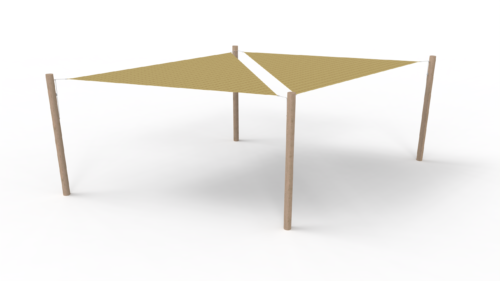 HDPE sunshade system 2 shades (3.6x3.6x3.6 m) + 4 posts