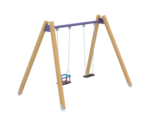 Double wooden swing with Steel beam HD/004