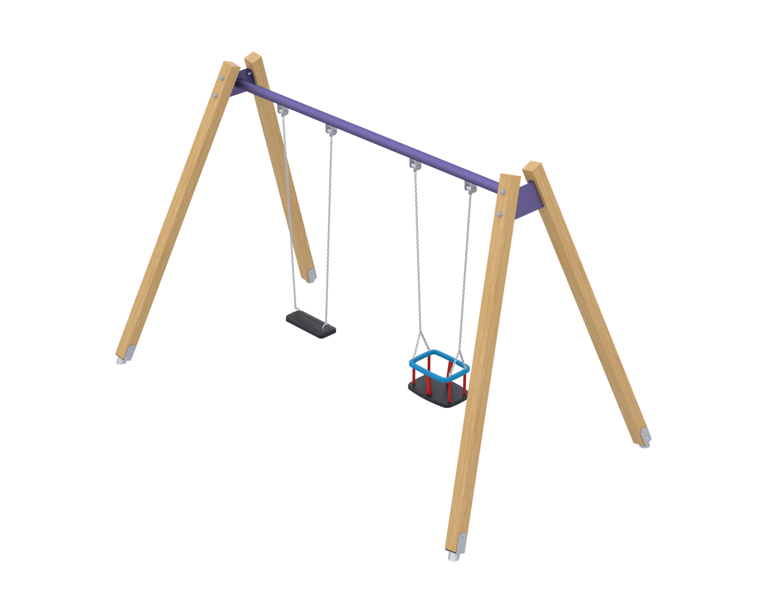 Double wooden pendulum swing with Steel beam HD-005 - Bild 2