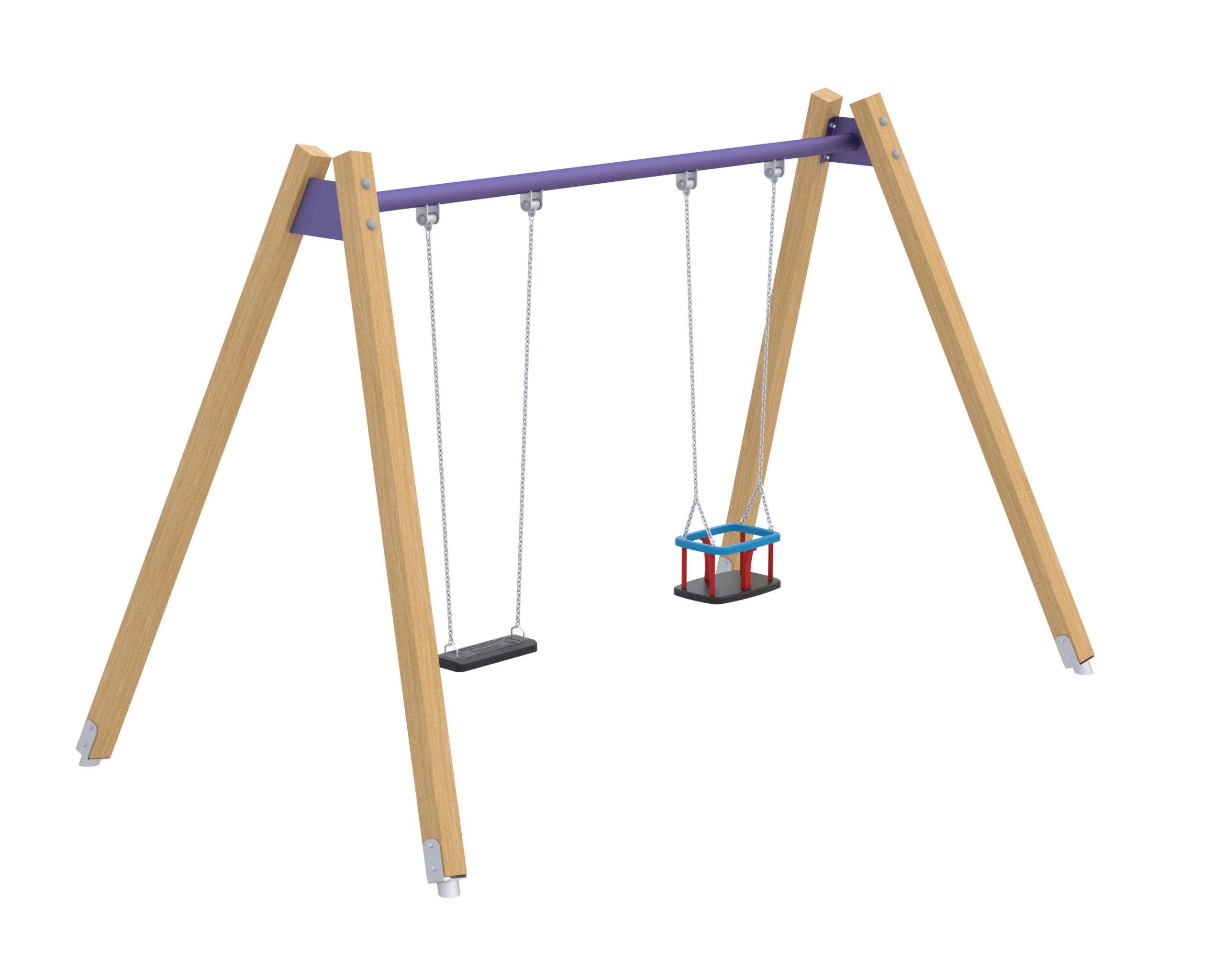 Double wooden pendulum swing with Steel beam HD-005