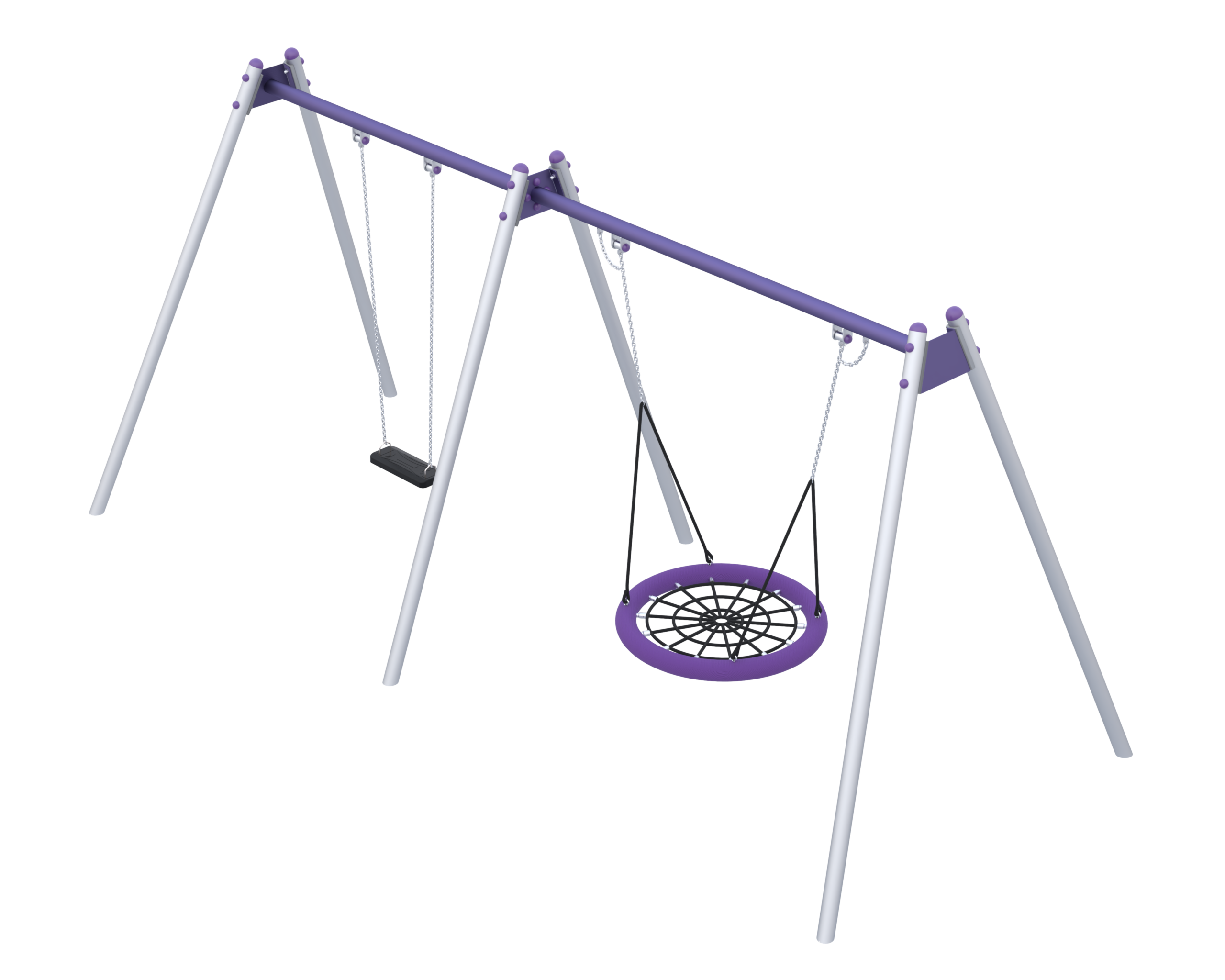 Single metal swing with nest and plain/bucket seat - Bild 2