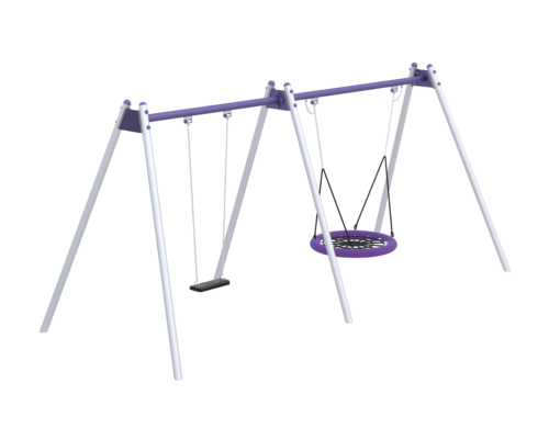 Single metal swing with nest and plain/bucket seat